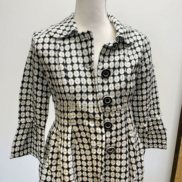 Sequin Hearts Bell Sleeve Black White tweed Blazer jacket Button Front Sz 3 - Picture 10 of 12
